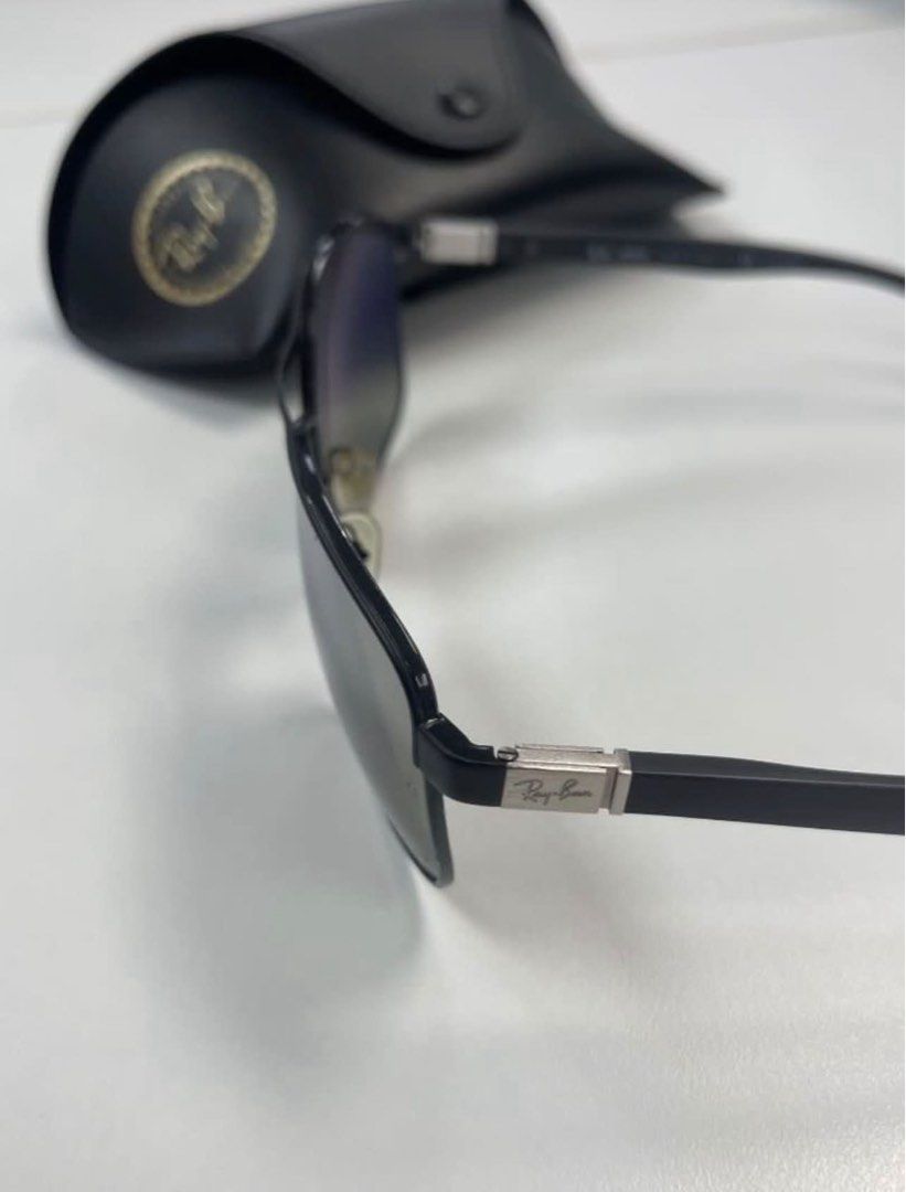 Ray-Ban Chromance Polarized Sunglasses (Category: Sunglasses & Eyewear) located in Quezon City. Submitted by kittytangco (Listing ID 1470345714, Image 3). Description: - Brand: Ray-Ban - Model/Lens Code: RB 3693-CH (visible on bridge) - Lenses: Chromance polarized, scratch-free, and crystal clear - Frame: Sleek black, rectangular shape - Inclusions: Original Ray-Ban leather hard case - negotiable.