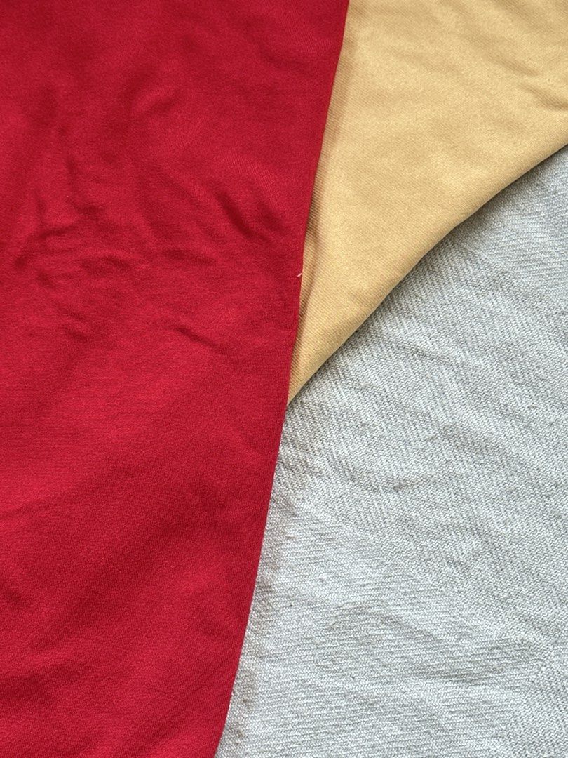 Red and beige short sleeve t-shirts bundle (Category: Shirts) located in Lipa City. Submitted by collbyisidora (Listing ID 1470311585, Image 2). Description: - 2-piece basic t-shirt bundle - Colors: Bright red and mustard beige - Material: Soft, breathable cotton - Design: Short sleeves and round neckline.