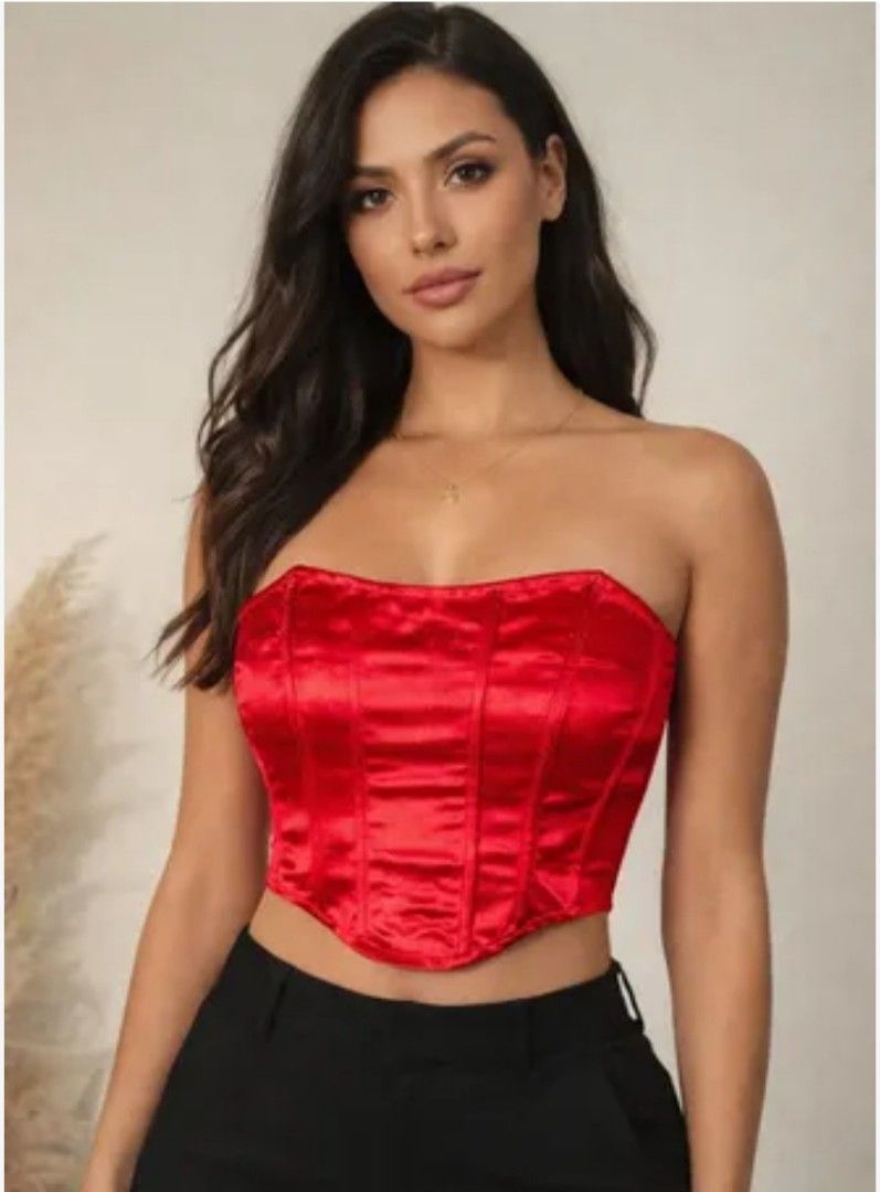 Red corset top (Category: Others Tops) located in Makati City. Submitted by sunnyyyy_07 (Listing ID 1470269115, Image 1). Description: Medium Size Waist 26-27.