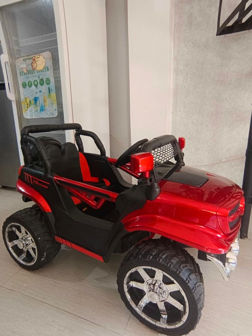 Red Ride-On Electric Toy Car with Remote Control (Category: Remote Control Toys) located in Candon. Submitted by sariecorner (Listing ID 1470220165, Image 1). Description: 2 Months old Electric toy car for kids *REMOTE *MANUAL DRIVE *RUBBER TIRES *LEATHER SEAT *OPEN DOOR 📍Candon City,Ilocos Sur 📍Pwede nila sakyan .