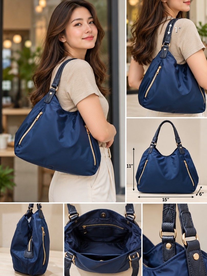 RENAME NYLON HOBO BAG (Category: Shoulder Bags) located in Las Pinas. Submitted by annachiaonair2037 (Listing ID 1470142840, Image 1). Description: RENAME NYLON HOBO BAG FROM JAPAN 3 COMPARTMENTS THICK NYLON WATERPROOF H 11" L 15" W 6" Disclaimer: I am not affiliated with, associated with, or authorized by any of the brands featured posted. Any mention of brand names, trademarks, or logos is solely for identification and reference purposes only..