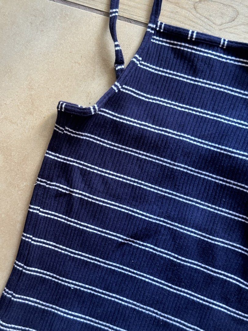 Ribbed top (navy blue stripes) (Category: Sleeveless) located in Manila. Submitted by brownbutterlatte (Listing ID 1470248233, Image 3). Description: Never used just stored. Adjustable straps. .