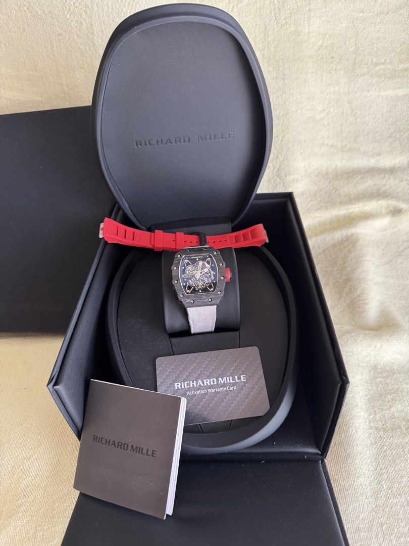 Richard Mille RM35-02 Rafa Carbon TPT (Category: Luxury Watches) located in Paranaque City. Submitted by luxlifemanila (Listing ID 1470216774, Image 3). Description: - Model: Richard Mille RM35-02 Rafa Skeleton Dial Carbon TPT - Highest Quality - Authentic Carbon Fiber - Case: Lightweight and durable NTPT carbon case - Movement: Reliable automatic movement - Details: Distinctive red monogram crown - Accessories included: Presentation box, extra r