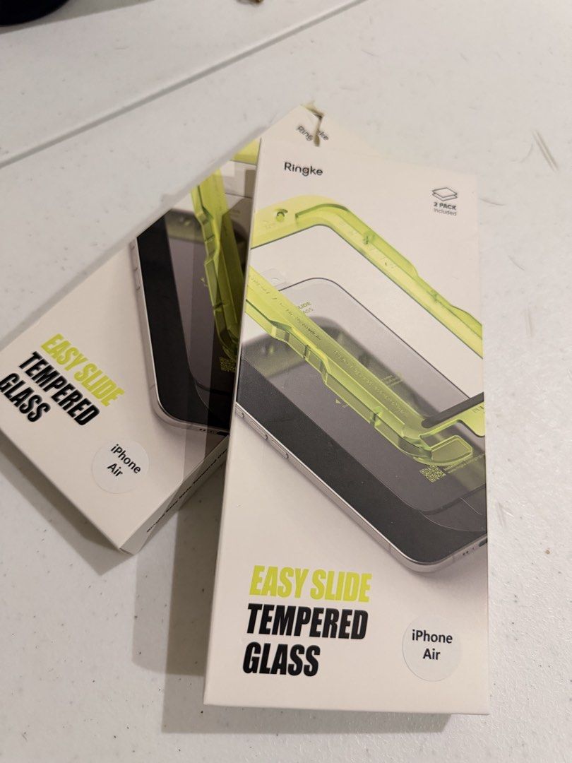 Ringke Easy Slide Tempered Glass Iphone Air (Category: Other Mobile & Gadget Accessories) located in Makati City. Submitted by akithemonster (Listing ID 1470239941, Image 2). Description: Ringke Easy Slide Tempered Glass 1 Box 2 pcs unopened screenprotector + 1 pc for free! Original price PHP1000+ Rfs: sold iPhone Air Location: Makati .
