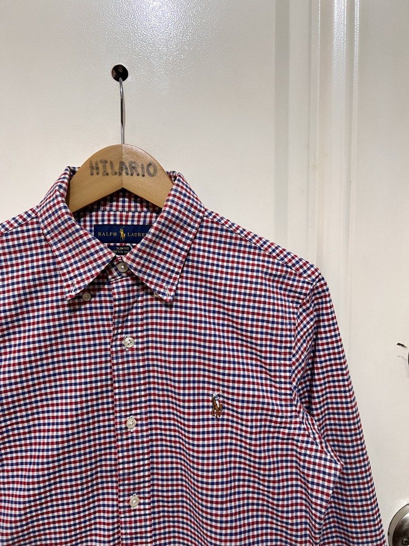RL Checkered Slim Stretch Oxford Shirt (Category: Formal Shirts) located in San Pedro. Submitted by _eyamarieii (Listing ID 1470334794, Image 2). Description: RL Checkered Slim Stretch Oxford Shirt Like new condition Color rate 9.5/10 No issue Size Small ontag Width 18 Length 29 • 850+sf.