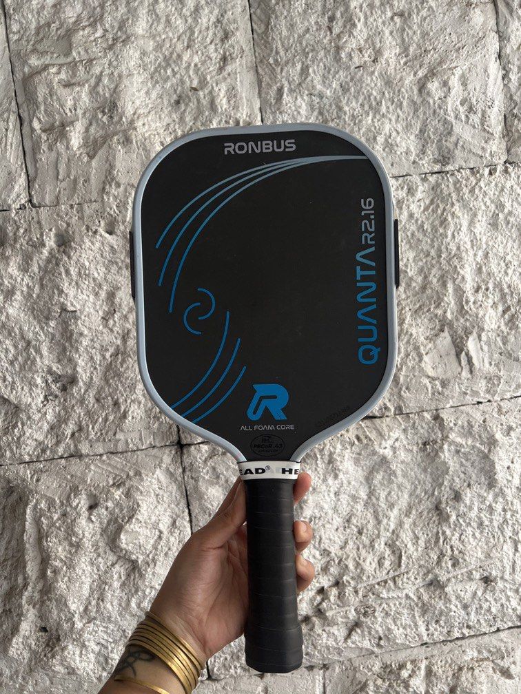 Ronbus Quanta Pickleball Paddle (Category: Racket and Ball Sports) located in Cainta. Submitted by rsshopacc (Listing ID 1470185259, Image 2). Description: Selling extra paddle Ronbus Quanta R2.16 - foam core; perfect control paddle. noted as a top value widebody choice Srp: 8k++ Carefully used, edge tape and over grip since day 1. Regularly cleaned. Can remove added weight if preferred. Still nego Rfs: paddle upgrade and selling extra paddles.