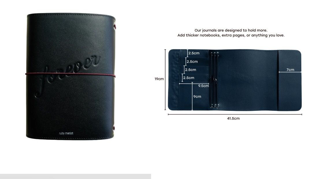 Ruby Merlot Leather Journal (Star Medium B6) (Category: Stationery & School Supplies) located in Muntinlupa City. Submitted by jeon.nabi (Listing ID 1470303950, Image 2). Description: With one free notebook (12.3x17.5cm) Elastic ribbon that is already attached for immediate use. (burgundy elastic) Extra set of elastic ribbon (Black) Made of genuine leather with silver hardware and eyelet detailing (iron). Bought this last March 2026 (Can send pro
