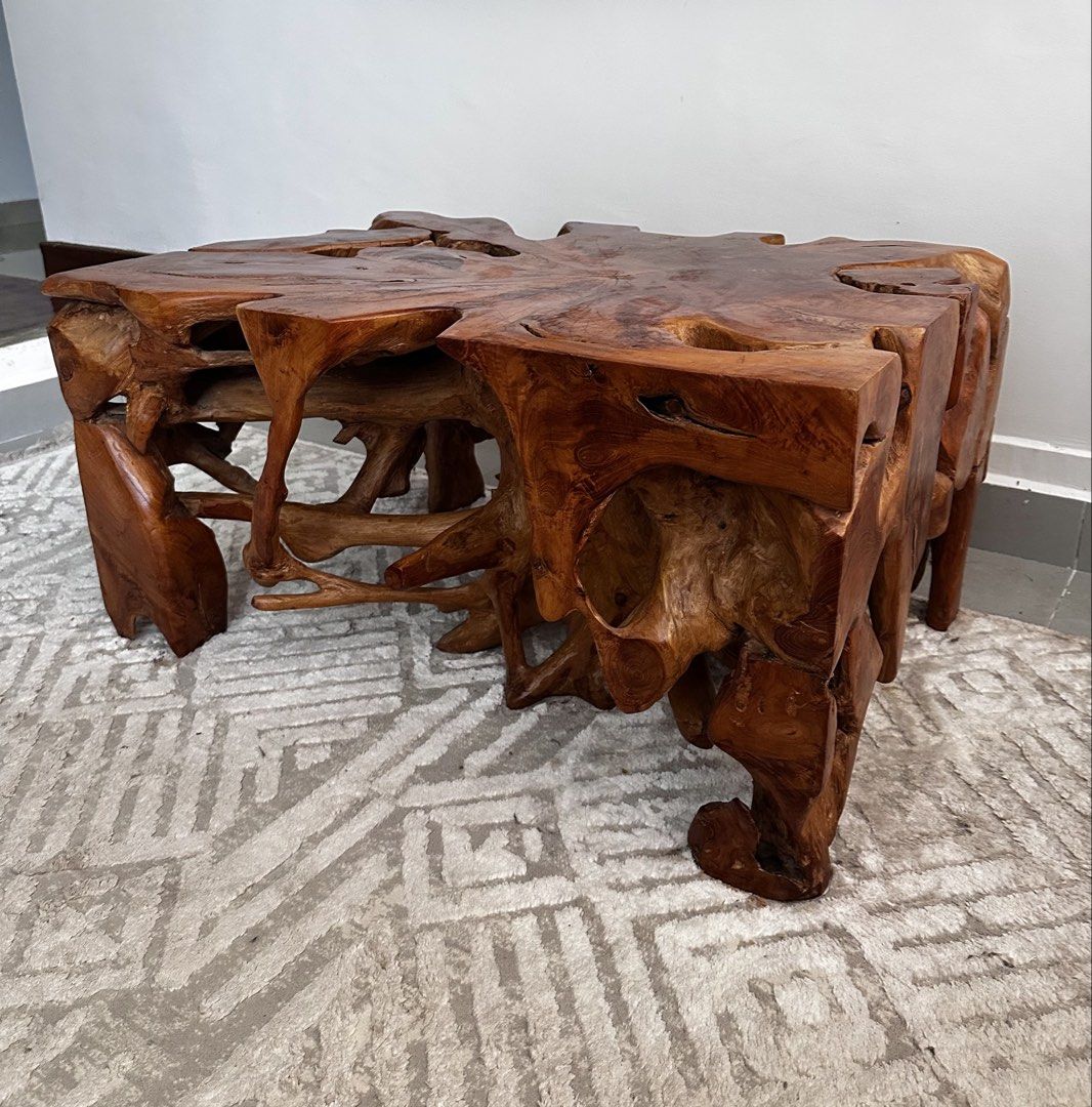 Rustic Teak Root Coffee Table (Category: Tables & Sets) located in Petaling Jaya. Submitted by masketeers.my (Listing ID 1470188176, Image 1). Description: Teak Root Coffee Table Length x Width x Height 23.5 inch x 35.5 inch x 17 inch .