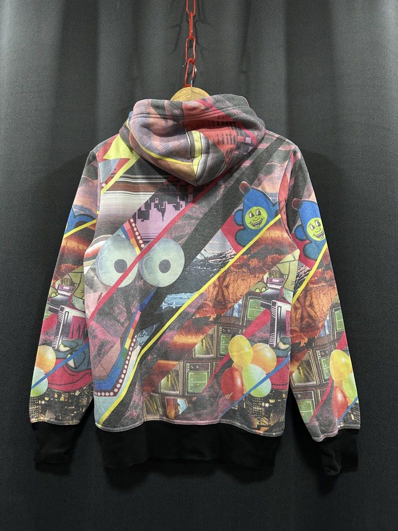 Rusty Full Zip Graphic Print Hoodie Size M (Category: Coats, Jackets and Outerwear) located in Mabalacat. Submitted by mrniceguy421 (Listing ID 1470173599, Image 2). Description: - Brand: Rusty - Style: Full-zip hoodie with an all-over abstract collage print - Size: Medium (tag on collar) - Details: Black ribbed cuffs and hem, adjustable hood drawstrings, branded zipper pull - Vibe: Colorful streetwear piece - Condition: Well-maintained and ready
