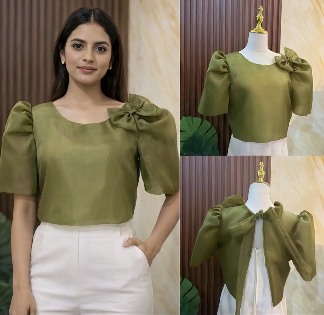 S- Modern Filipiñana Green (Category: Blouses) located in Quezon City. Submitted by extrapetite_ph (Listing ID 1470155517, Image 1). Description: I have an extra small- wrong size .
