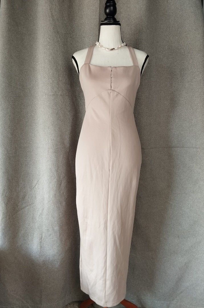SAINTS & SECRETS beige sexy dress (Category: Dresses) located in Alicia. Submitted by glambercena (Listing ID 1470174123, Image 2). Description: Dimes: bust: 34"-36" (armpit to armpit) waist: 26"-28" length: 49" Xsmall on tag, semi stretchable.
