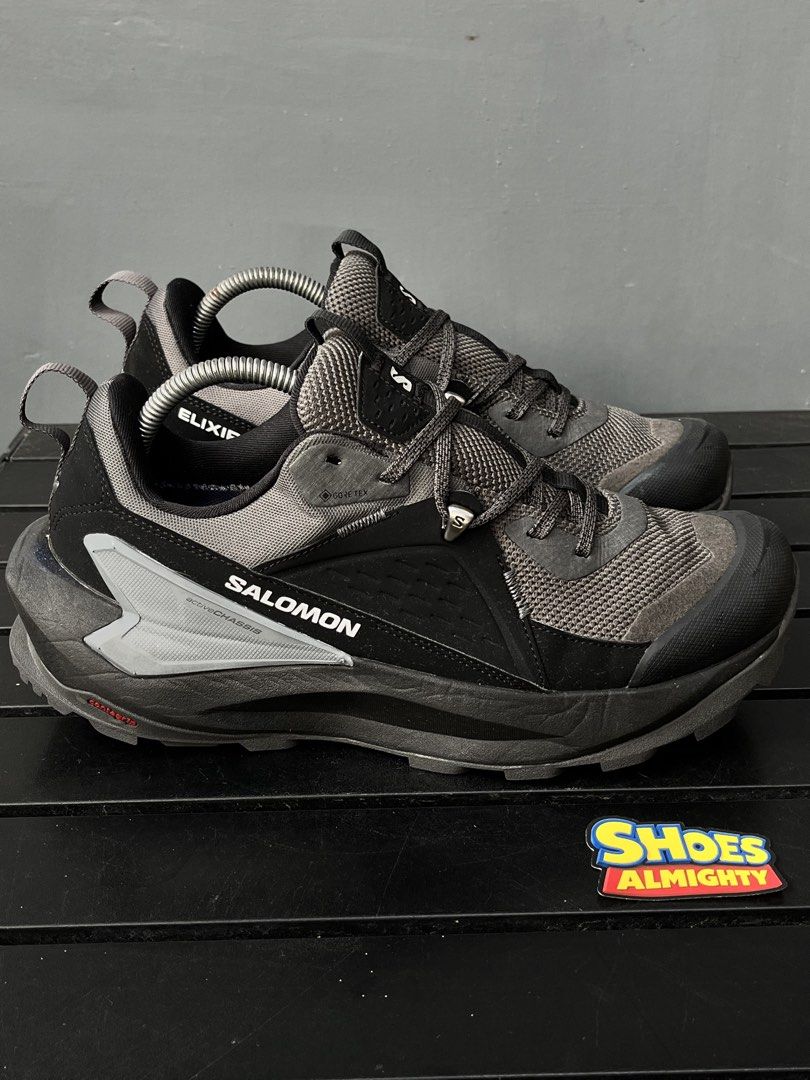 Salomon Elixir Gore-Tex Black Gray Trail Running Shoes (Category: Sneakers) located in Manila. Submitted by greyhoundzzz666 (Listing ID 1470320353, Image 1). Description: SIZE 8.5 MENS AVAILABLE USED IN EXCELLENT CONDITION LEGIT X ORIGINAL PAIR ONLY | NO BOX MAKATI LOCATION CAN DO SHIPPING NATIONWIDE DM TO PURCHASE 📩.