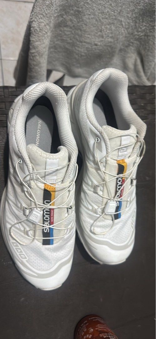 Salomon XT-6 White & Lunar Rock (Category: Sneakers) located in Quezon City. Submitted by ryanl77x (Listing ID 1470241386, Image 2). Description: - Brand/Model: Salomon XT-6 - Color: White & Lunar Rock Size: US M 8.5 EUR 42 Only used twice. No issue. Slightly negotiable price. RFS: Need emergency funds .