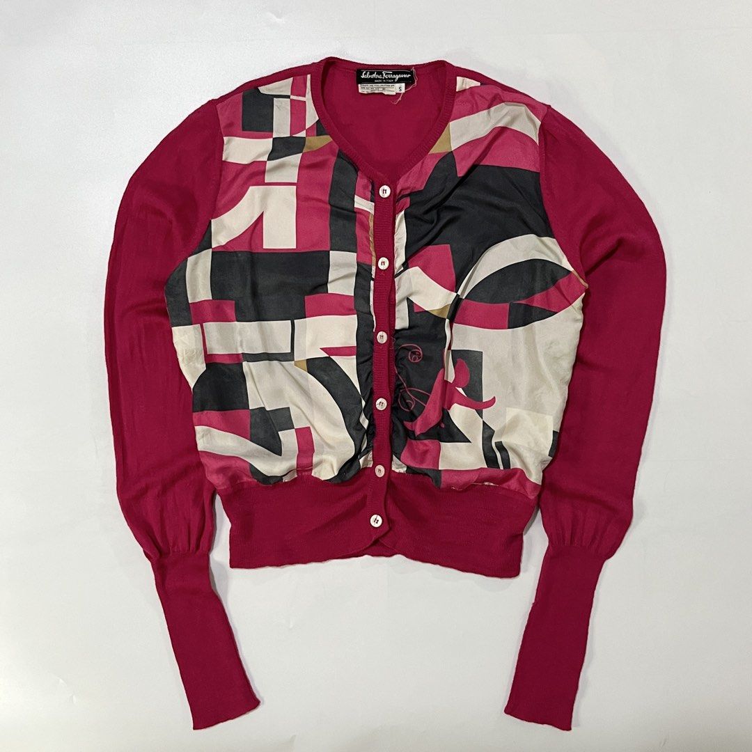 SALVATORE FERRAGAMO CARDIGAN (Category: Luxury Apparel) located in Bacolod City. Submitted by the.finest (Listing ID 1470337588, Image 1). Description: Salvatore Ferragamo Geometric Pattern Cardigan Tag Size: Small Width: 18 Length: 21.5 Condition: 9/10 2,500+shipping fee.