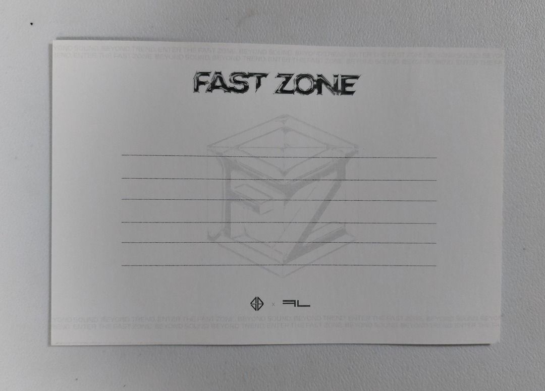 SB19 Justin Fast Zone Postcard (Category: Other Merchandise) located in Pasig City. Submitted by keithra (Listing ID 1470337802, Image 2). Description: - Official SB19 Justin Fast Zone Postcard - Front features a striking black and white portrait of Justin wearing a leather jacket - Back side includes 'FAST ZONE' branding with lined design - Great addition to any A'TIN merchandise collection Meetup: Choice Market Ortigas Delivery: Grab or Lalamov