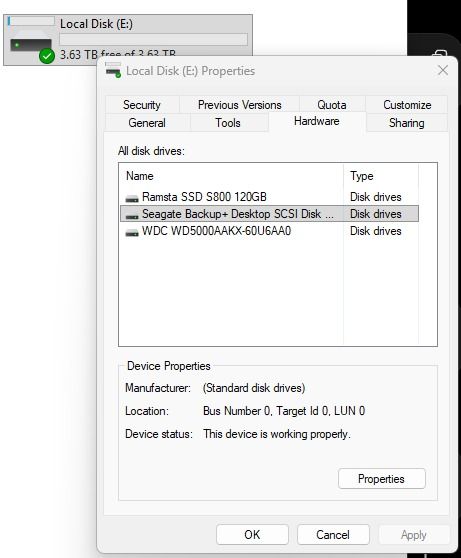 Seagate Backup+ Desktop 4TB External Hard Drive (Category: Hard Disks & Thumbdrives) located in Caloocan City. Submitted by cuyoseugen03732 (Listing ID 1470238886, Image 3). Description: 🎮 **GAMING, SOFTWARE DEVELOPMENT & IT WORK** Seagate Backup Plus Hub 4TB External Hard DriveCondition & Health:100% Health & 100% Performance verified via Hard Disk Sentinel. No bad sectors, weak sectors, or disk errors. Very light usage (Total Lifetime Writes: 