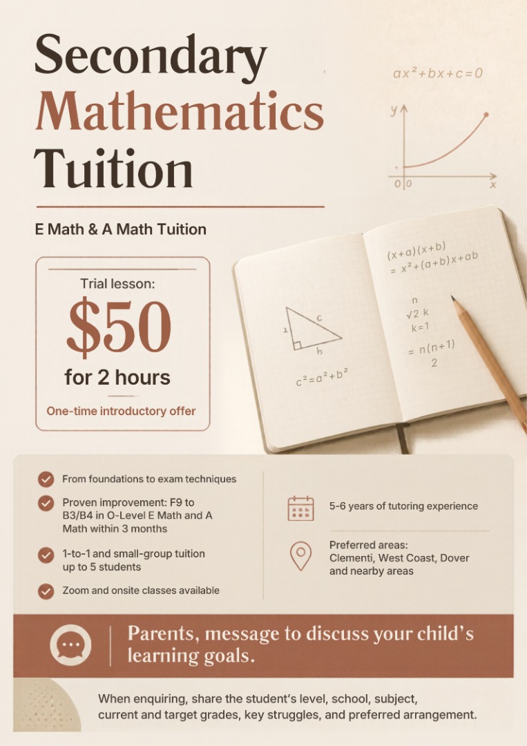 Secondary and Primary Mathematics Tuition | E Math & A Math, Learning ...