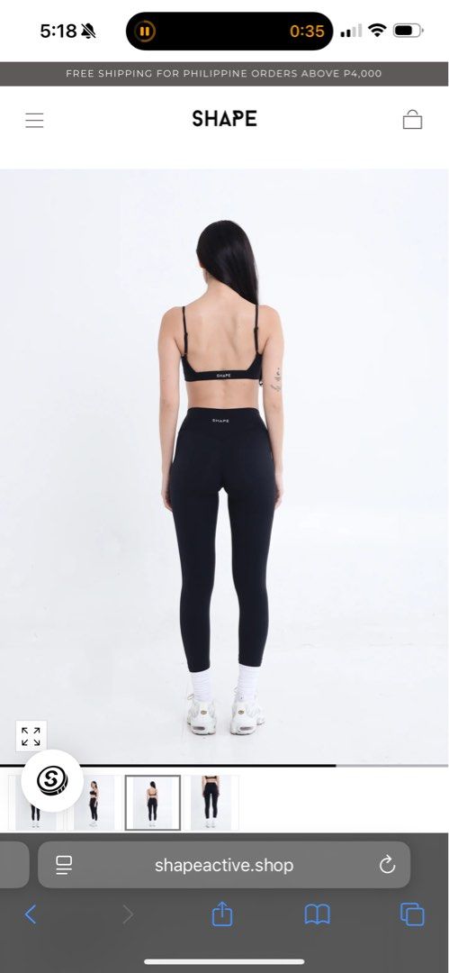 Shape Active Cloud Black Sports Bra (Category: Activewear) located in Pasig City. Submitted by vanillaice__ (Listing ID 1470242264, Image 2). Description: - Brand: Shape Active - Color: Black - Material: Soft, stretchy cotton fabric - Design: Scoop neckline with thin adjustable straps - Details: Logo printed on the back band - Condition: Worn a few times, still in great shape.