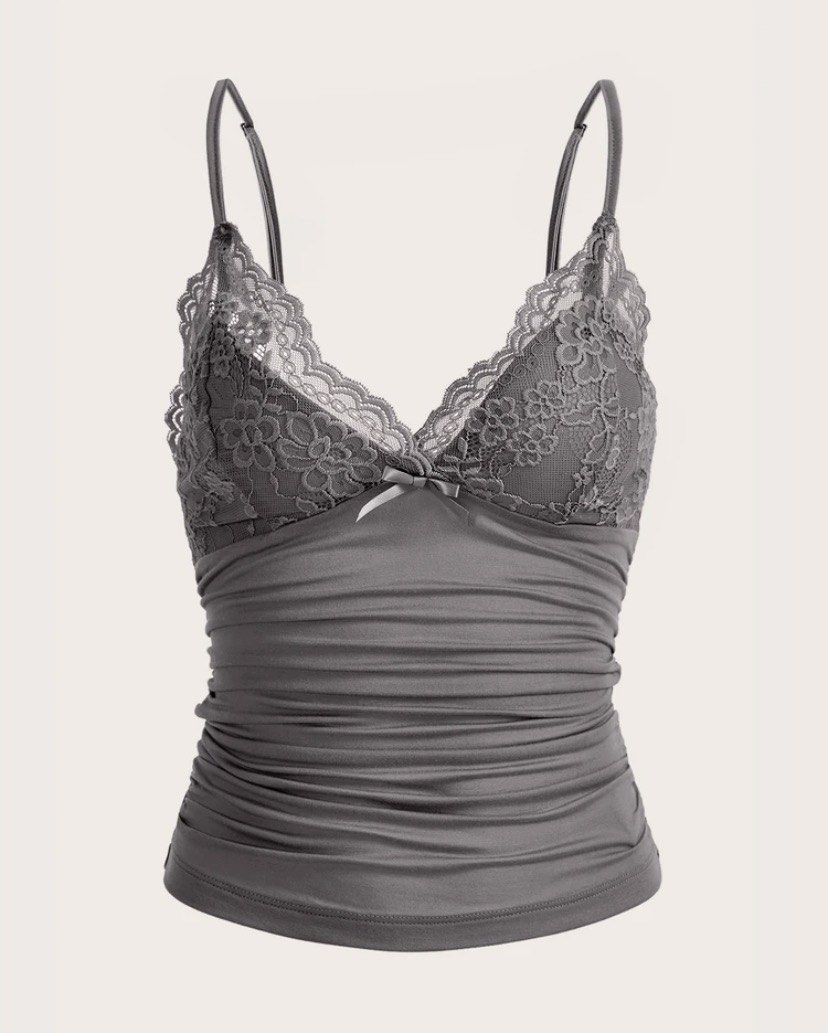 SHEIN Grey Lace Cami Top (Category: Sleeveless) located in Taguig. Submitted by mxpsz (Listing ID 1470195829, Image 1). Description: Xs to Small.