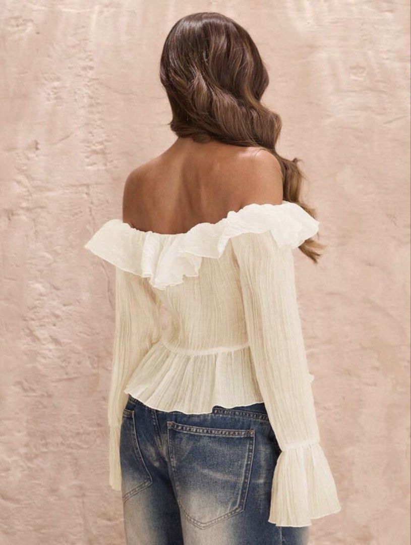 Shein Ruffle Off Shoulder Top (Category: Dresses) located in Quezon City. Submitted by prelovedbykhy (Listing ID 1470278614, Image 2). Description: Never used this too big on me.