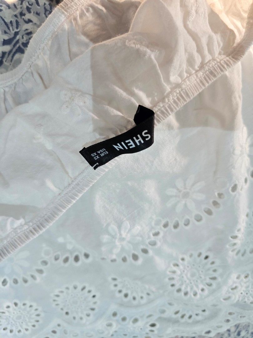 Shein white eyelet off shouled white blouse (Category: Blouses) located in Batangas. Submitted by thevanitychamber (Listing ID 1470261272, Image 2). Description: .