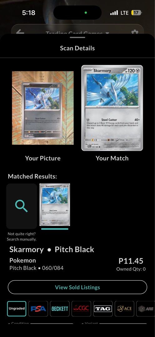 Skarmory Pokemon Pitch Black Reverse Holo (Category: Raw Singles) located in Quezon City. Submitted by bananak1tchen (Listing ID 1470241854, Image 2). Description: RFS: Decluttering MOP: Bank Transfer MOD: J&T/SDD.
