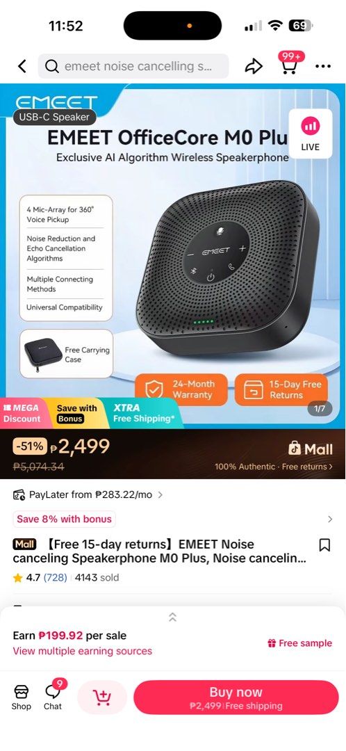 Sligjtly used (Category: Other Mobile & Gadget Accessories) located in Manila. Submitted by yvettetor84479 (Listing ID 1470175884, Image 2). Description: Bought this in tiktok at 2k, used twice only, very good quality but no longer using since we are now full onsite work setup.
