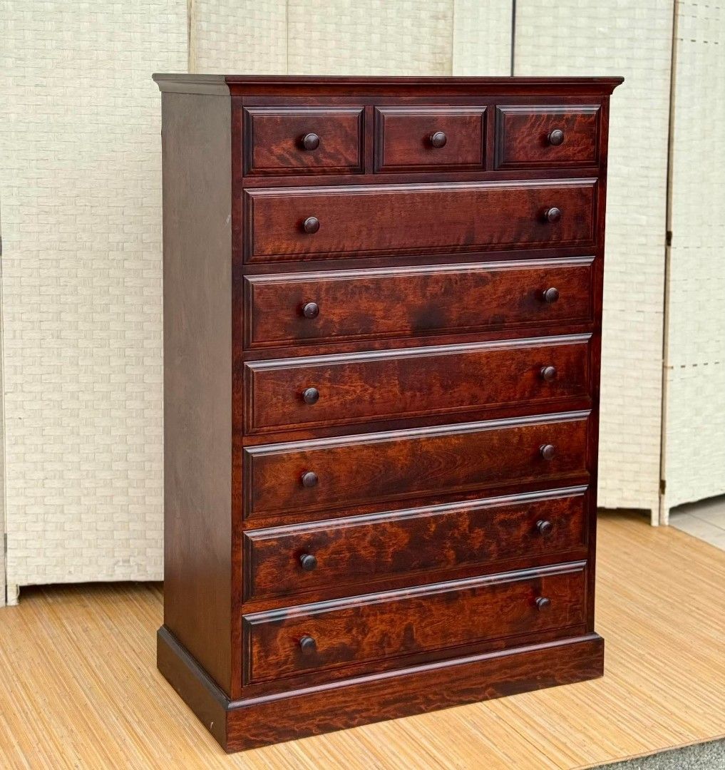 Solid Wood Tall 7-Drawer Dresser Chest (Category: Shelves, Cabinets & Racks) located in Manila. Submitted by sarahjane_016 (Listing ID 1470346053, Image 2). Description: JAPAN SURPLUS ROSEWOOD CHEST DRAWER IN GOOD CONDITION SIZE: 52.5H x 35.5L x 17.5W inches.