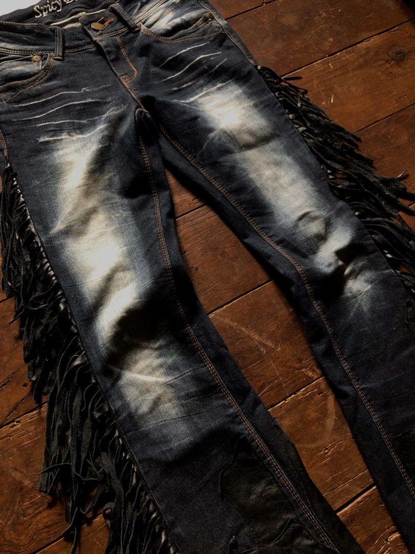 Spicy Denim Custom Tassel Bootcut Jeans (Category: Jeans) located in Baguio. Submitted by smellslikeass (Listing ID 1470262531, Image 3). Description: Sew this a long time ago, will start making more again, i aint touch my seeing machine innawhile 29x40 .
