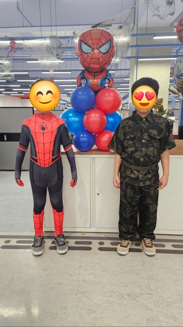 Spider-Man Costume Full Body Suit (Category: Babies & Kids Fashion) located in Caloocan City. Submitted by fmtangkeng85197 (Listing ID 1470248065, Image 1). Description: - Red and black full body Spider-Man costume (200), Maui Costume including wig (300), soldier costume (180), chicken costume (150) - Detailed printed spider web pattern on chest and torso - Stretchy fabric for a comfortable, snug fit - Features long sleeves and attached foot cove