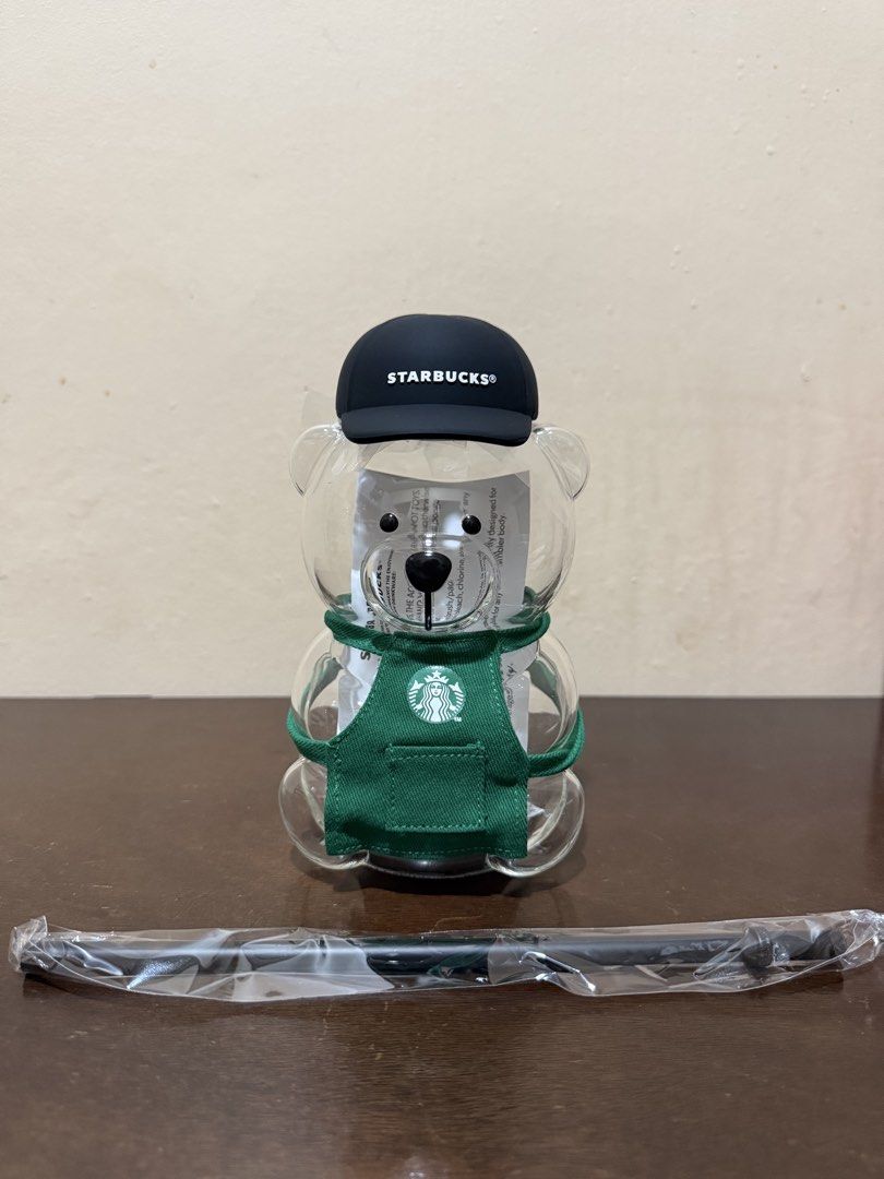 Starbucks 25oz Glass Bearista Bear Black Cap (Category: Water Bottles & Tumblers) located in Pasig City. Submitted by boredtakoyaki (Listing ID 1470246775, Image 2). Description: - Authentic Starbucks merchandise - Capacity: 25oz glass cup - Adorable Bearista design wearing a black cap and green apron - Brand new straw included in original plastic packaging - Comes with original cardboard box - Ideal for collectors and daily cold beverages - Rush