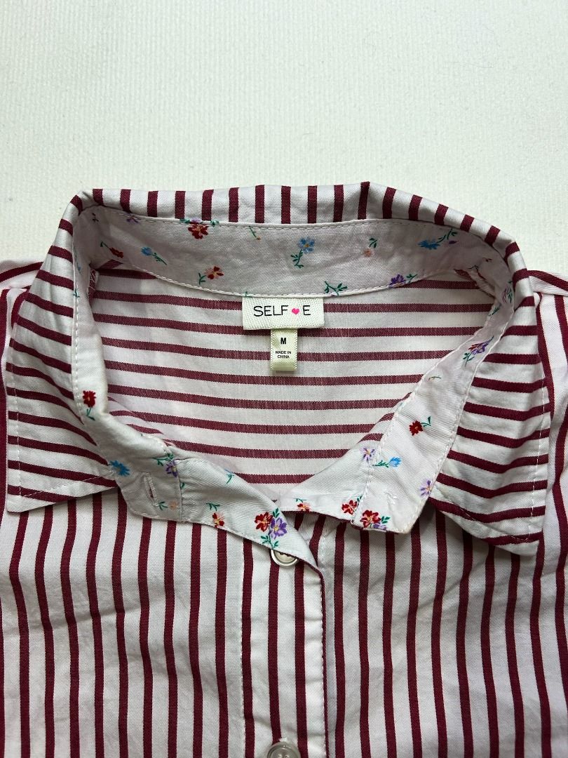 Stripes long sleeves red and white (Category: Longsleeves) located in Quezon City. Submitted by bdmc.clothing (Listing ID 1470251283, Image 2). Description: Brand: Self E Type of Clothing: Polo Size on tag: Medium Issues: none Condition: Like new Fabric: 100% Cotton Price: 300.