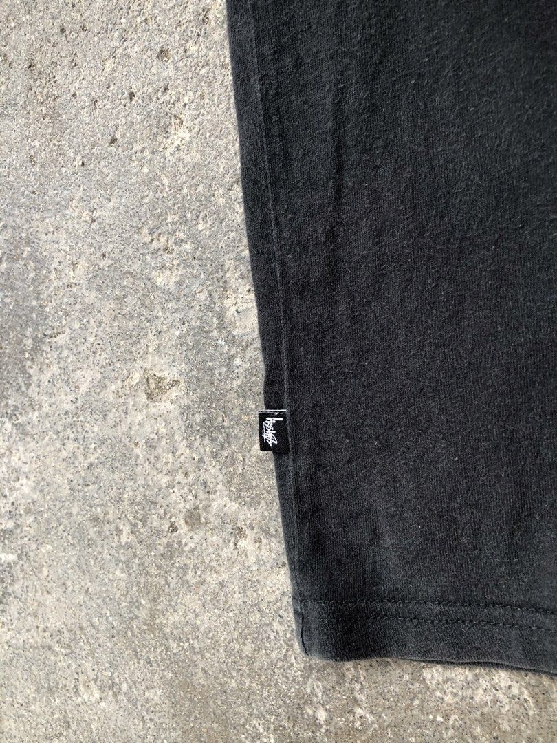 Stüssy Black Box Logo Tee Size L (Category: Tshirts & Polo Shirts ) located in Manila. Submitted by liam_thrift (Listing ID 1470270836, Image 3). Description: - Brand: Authentic Stüssy - Color: Faded black (nice vintage wash) - Design: Grey and white box logo on chest - Size: Large - Details: Inner care tags and side label intact - Material: Soft cotton, crew neck, short sleeves.