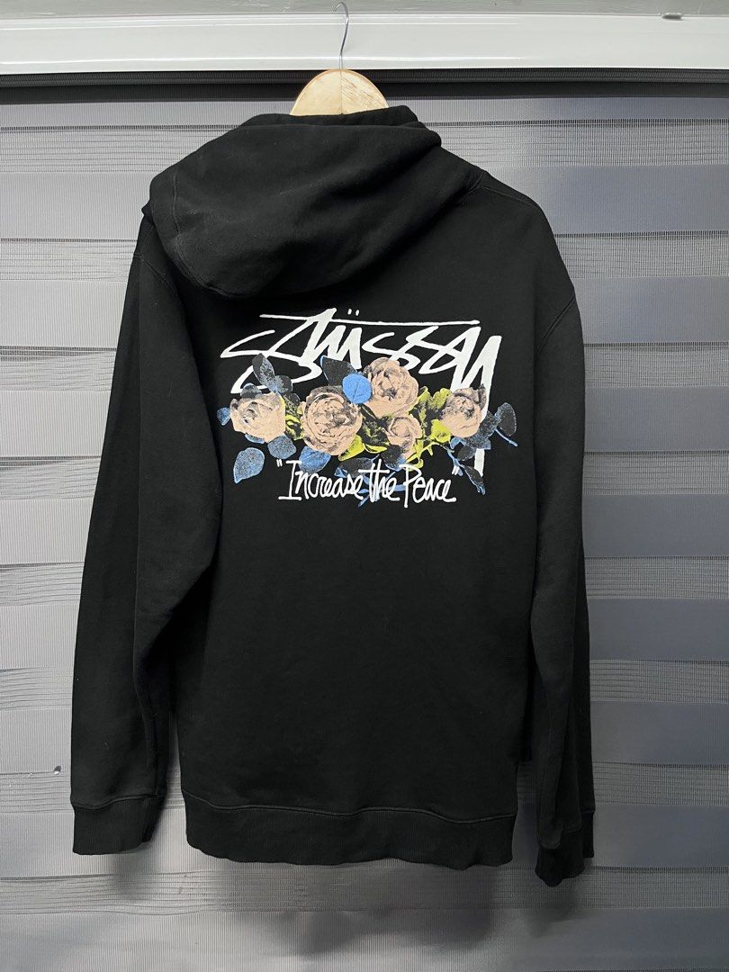 Stussy Increase The Peace Black Hoodie, Men's Fashion, Coats, Jackets ...