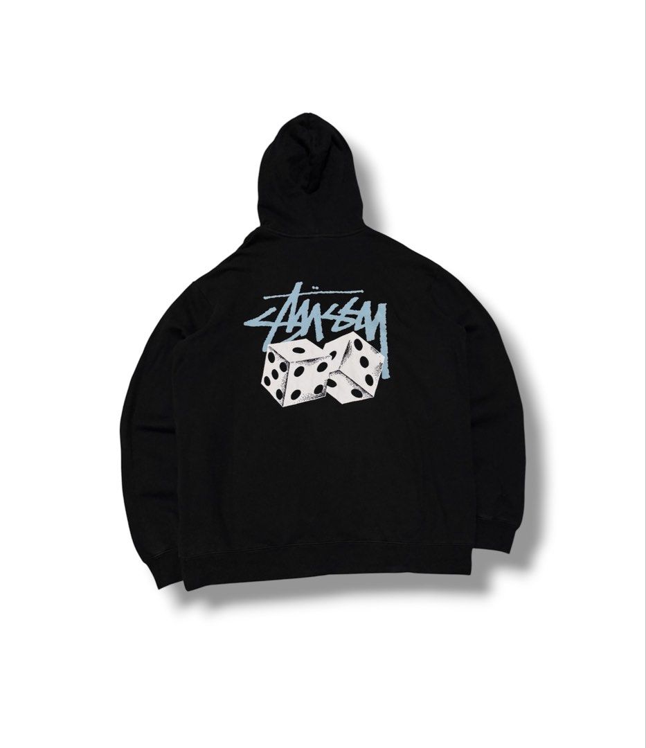 Stussy Mullet Dice Hoodie Jacket (Category: Hoodies) located in Bulacan. Submitted by sanjisthrift (Listing ID 1470269531, Image 1). Description: Size Large to XL oversized Width 26.5 Length 30 Very Good Condition 9/10.