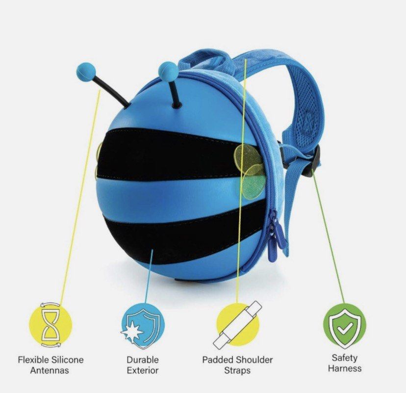 Supercute Bubble Bee Backpack, Toddler, Hard shell School W/Safety Straps Blue (Category: Other Baby Bathing & Changing Needs) located in Manila. Submitted by pc.thrift (Listing ID 1470264835, Image 3). Description: Supercute Bubble Bee Backpack, Toddler, Hard shell School W/Safety Straps Blue.