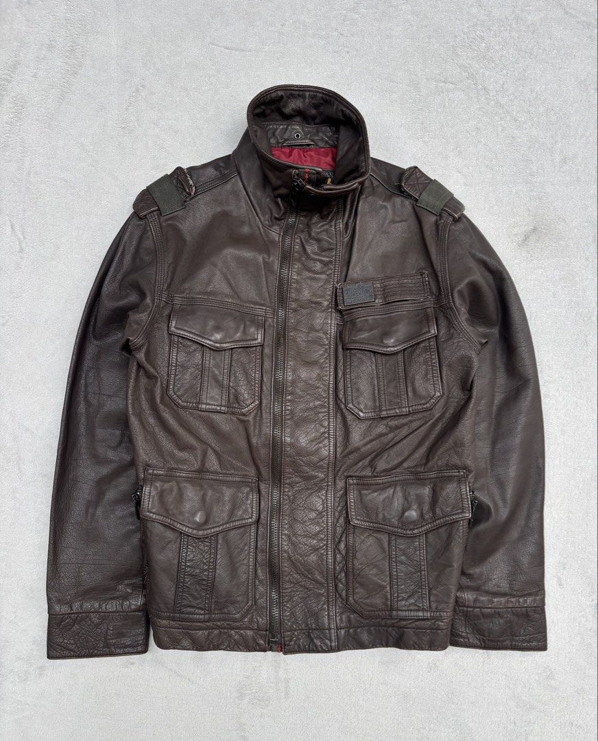 Superdry Tokyo Aces Double Zip Biker Leather Jacket (Category: Coats, Jackets and Outerwear) located in Baguio. Submitted by thecollector2600 (Listing ID 1470188381, Image 1). Description: Superdry Tokyo Aces Double Zip Biker Leather Jacket In good condition Large on tag Pit to pit-21” Length-25.5” Shoulders-18.5” Sleeves-25.5” 2800.