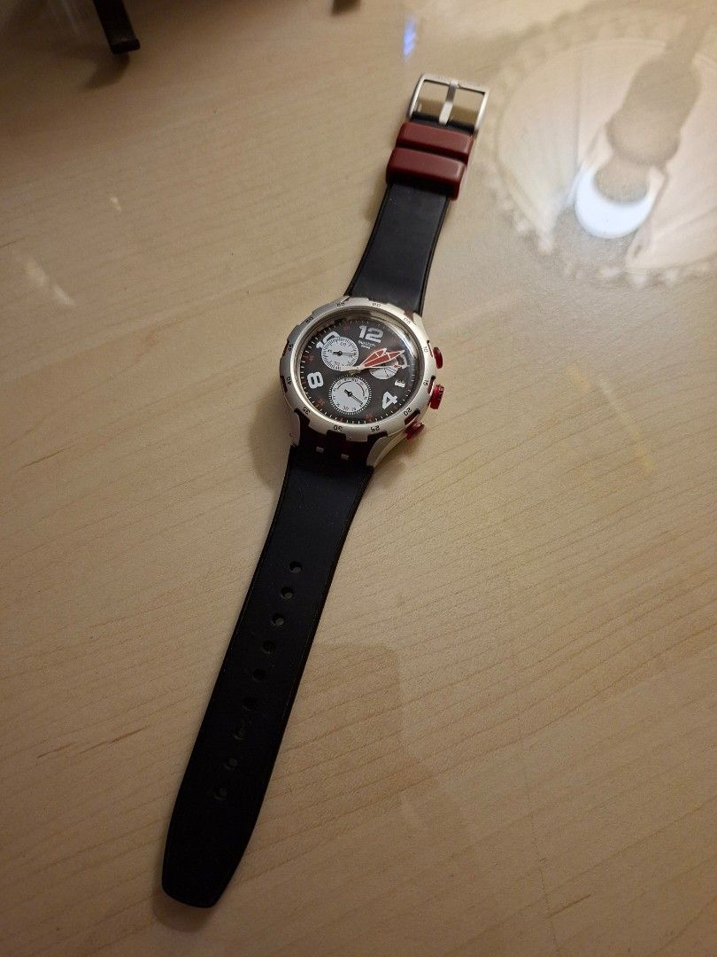 Swatch Swiss Chronograph Watch (Category: Men's Watches) located in Iba. Submitted by Avsky126 (Listing ID 1470228727, Image 3). Description: Get these 2 swiss made watches for only P8500. To those SWATCH lovers out there. Irony watch was purchased last June 2024 and the Night trip model was purchased last November 2024. Used but not abused. With boxes still. Feel free to DM. All in gppd working condition. No history of repair. .