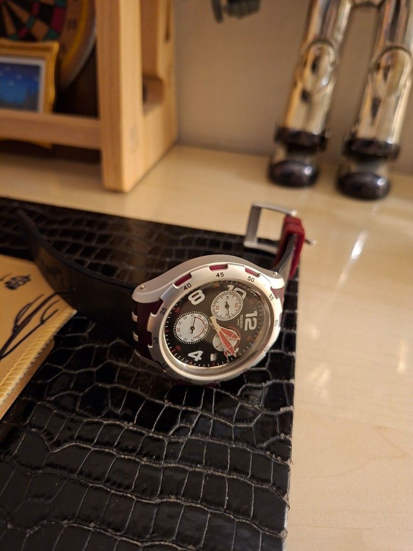 Swatch Swiss Chronograph Watch (Category: Men's Watches) located in Iba. Submitted by Avsky126 (Listing ID 1470228727, Image 1). Description: Get these 2 swiss made watches for only P8500. To those SWATCH lovers out there. Irony watch was purchased last June 2024 and the Night trip model was purchased last November 2024. Used but not abused. With boxes still. Feel free to DM. All in gppd working condition. No history of repair. .