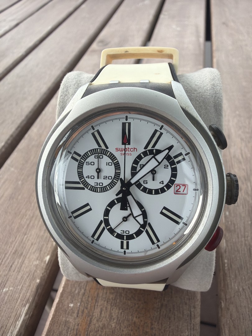 Swatch Swiss Chronograph Watch – White Dial – Sporty Design, Men's ...