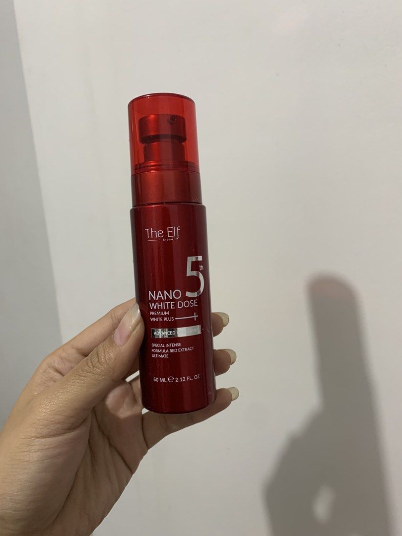 The Elf Nano White Dose 5th Anniversary 60ml (Category: Face Care) located in Manila. Submitted by seasalt.000 (Listing ID 1470160442, Image 1). Description: - Limited 5th Anniversary Edition Elf Nano White Dose (60 ml / 2.12 fl oz) - Features an upgraded, special intense red extract formula for ultimate brightening - Clean beauty formula: Paraben-free, mineral oil-free, and silicone-free - Ethical product: No animal testing (Cruelty-free) - Conv