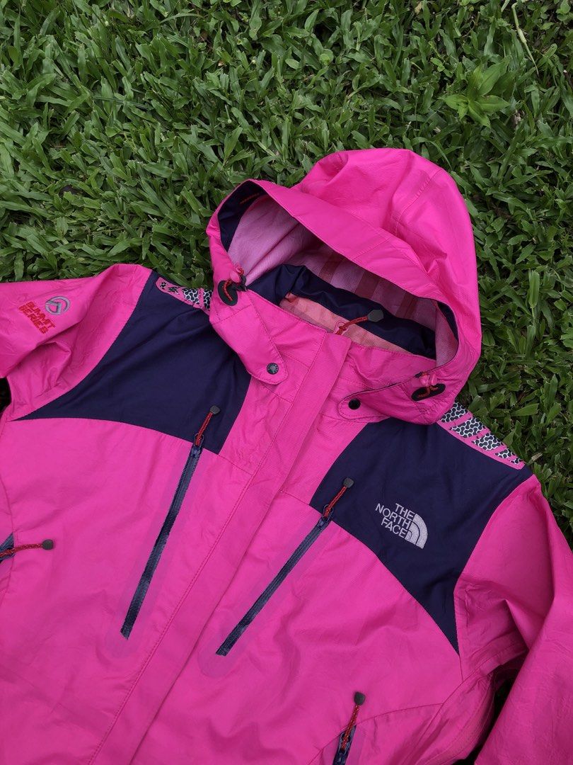 The North Face Summit Series HyVent Alpha Jacket (Category: Coats, Jackets and Outerwear) located in Kabasalan. Submitted by hamugaway (Listing ID 1470274796, Image 2). Description: North Face Summit Series jacket in pink and dark purple. Size 80 or S. Waterproof HyVent Alpha material with taped seams inside. Hood with drawcords, zipped chest and side pockets, and adjustable sleeve cuffs. Pit zips under the arms for ventilation. 18x23.