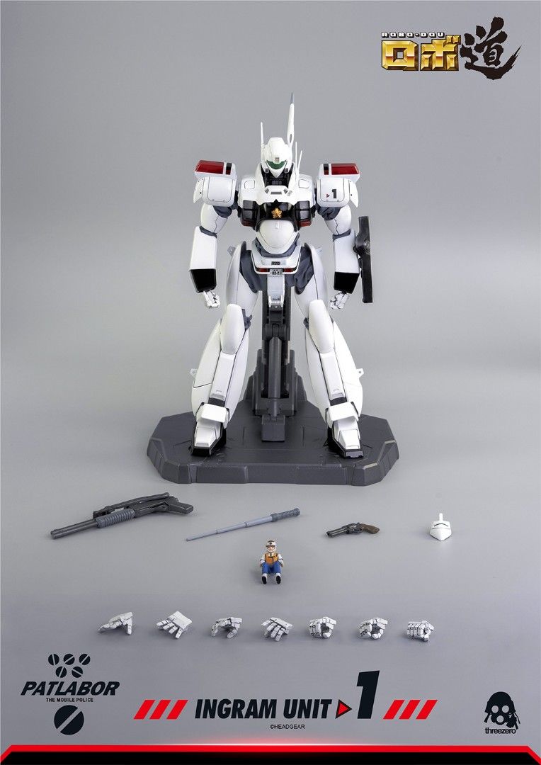 Threezero Robo-Dou Patlabor Ingram Unit 1 (Category: Figurines & Statues) located in Pasay City. Submitted by f32lex (Listing ID 1470192957, Image 2). Description: - Brand: Threezero (Robo-Dou Series) - Item: Patlabor Ingram Unit 1 Collectible Figure - Condition: MISB - Features: Highly articulated mech model with detailed sculpt and paintwork - Inclusions: Display stand, interchangeable hands, pilot figure, riot gun, stun baton, revolver, and al