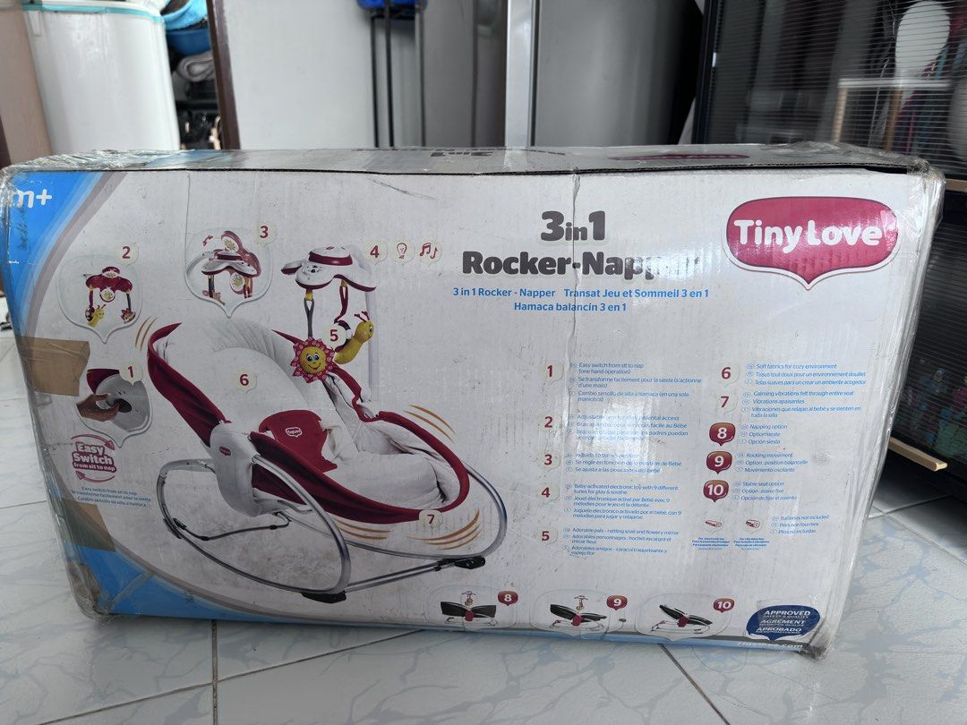 Tiny Love 3-in-1 Rocker-Napper Brown (Category: Infant Playtime) located in Malolos. Submitted by sam.sam10 (Listing ID 1470222052, Image 1). Description: Tiny Love 3-in-1 Rocker-Napper in brown. Converts easily from sit to nap with one hand. Includes an electronic toy arm with 9 melodies, comforting vibrations, soft fabrics, and a stable seat option. Supports weight up to 18kg or 40lbs. Actual photos posted Location: Malolos City, Bulacan Meet u