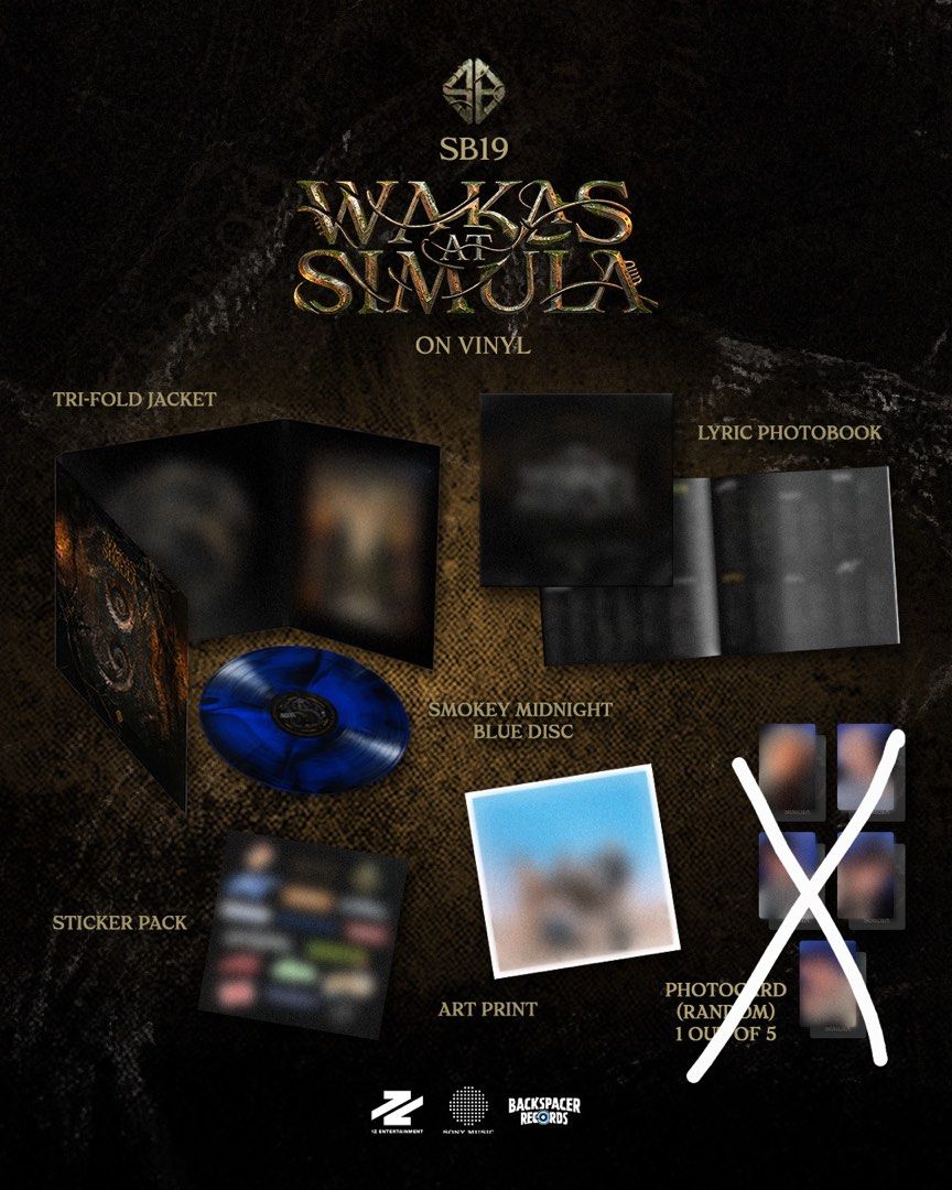 (secured) SB19 Wakas At Simula Vinyl Record (no pc) (Category: Vinyls) located in Manila. Submitted by nccollections (Listing ID 1470286115, Image 2). Description: [this item will be pre ordered from backspacer] Official SB19 Wakas At Simula Album on Vinyl - Will secure on pre order date - Inclusions: Tri-fold jacket, lyric photobook, sticker pack, art print (no random pc) - at least 50% dp or full payment so we can secure - price + sf (📍city of