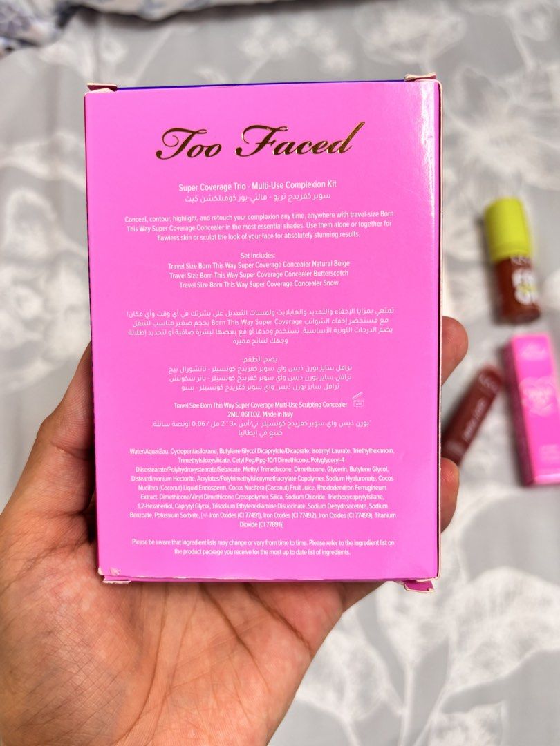 Too Faced Super Coverage Trio (Category: Makeup) located in Bulacan. Submitted by ttttopme (Listing ID 1470319143, Image 3). Description: Too Faced Super Coverage Trio - Butterscotch, Snow, Natural Beige .