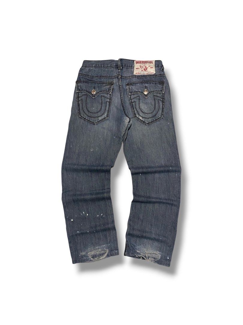 True Religion Baggy Pants (Category: Jeans) located in Cavite. Submitted by plankdalooter (Listing ID 1470281434, Image 1). Description: 34 waistline 41 length 13 thigh 9 hem *repaired distress last pic *minimal dot stain need wash.