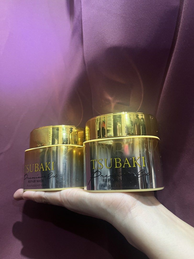 Tsubaki Premium EX Repair Mask (Category: Hair) located in Manila. Submitted by penguinboy29 (Listing ID 1470175929, Image 3). Description: - Product: Tsubaki Premium EX Repair Mask (Gold packaging) - Quantity: 1 tub - Condition: Brand new, Not Used - Origin: Made in Japan - Benefits: Deep conditioning treatment for dry and damaged hair.