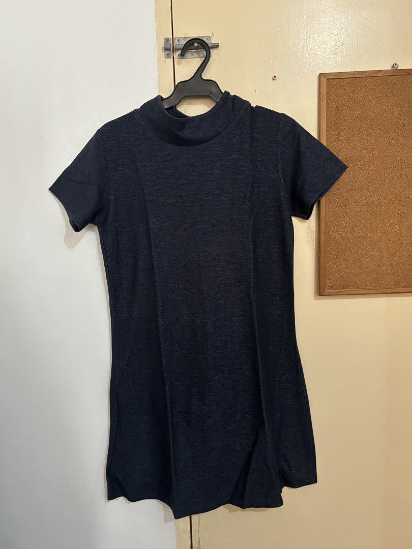 Turtle neck denim mini dress (Category: Dresses) located in Quezon City. Submitted by ulan-declutter (Listing ID 1470168638, Image 1). Description: Fits small to medium build.