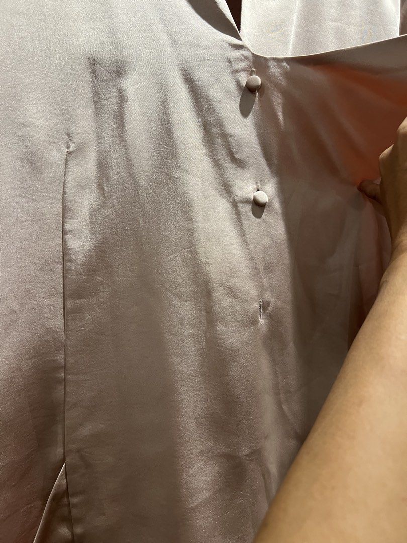 Tyler satin top (Category: Others Tops) located in Manila. Submitted by michllov (Listing ID 1470266981, Image 2). Description: Missing 1 button but will not show bec of the style .